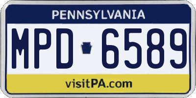PA license plate MPD6589