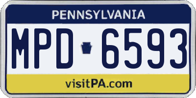 PA license plate MPD6593