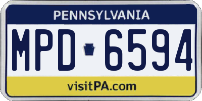 PA license plate MPD6594