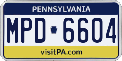 PA license plate MPD6604