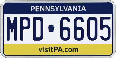 PA license plate MPD6605