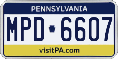 PA license plate MPD6607
