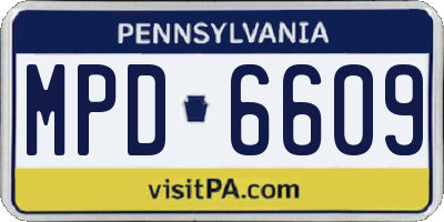 PA license plate MPD6609