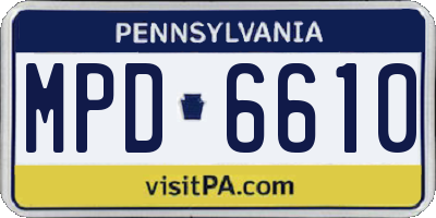 PA license plate MPD6610