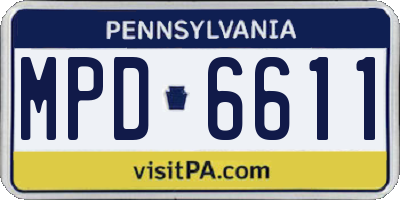 PA license plate MPD6611