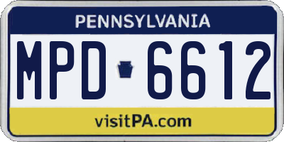 PA license plate MPD6612
