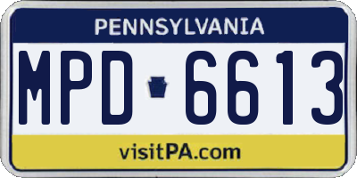 PA license plate MPD6613