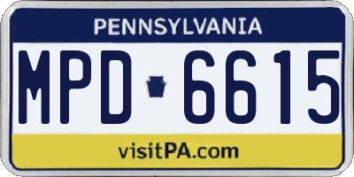 PA license plate MPD6615