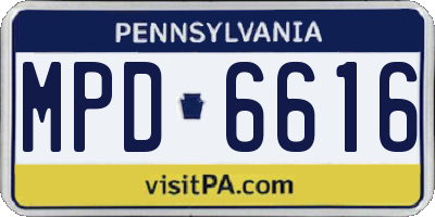 PA license plate MPD6616