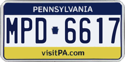 PA license plate MPD6617