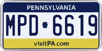 PA license plate MPD6619