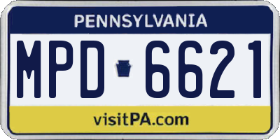 PA license plate MPD6621