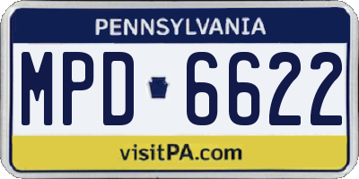 PA license plate MPD6622