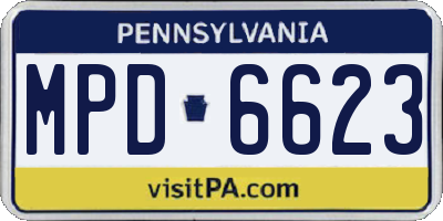 PA license plate MPD6623