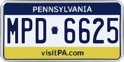 PA license plate MPD6625