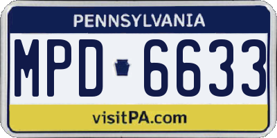 PA license plate MPD6633
