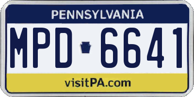 PA license plate MPD6641