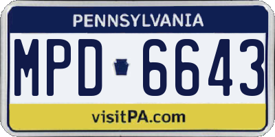 PA license plate MPD6643