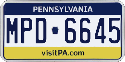 PA license plate MPD6645
