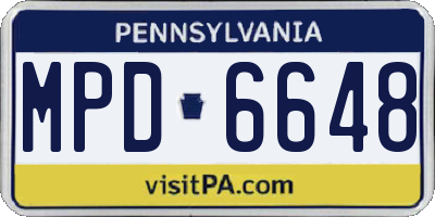 PA license plate MPD6648