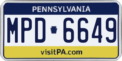 PA license plate MPD6649