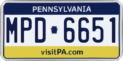 PA license plate MPD6651