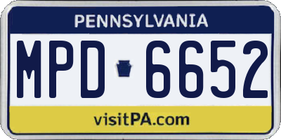 PA license plate MPD6652