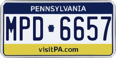 PA license plate MPD6657