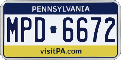 PA license plate MPD6672