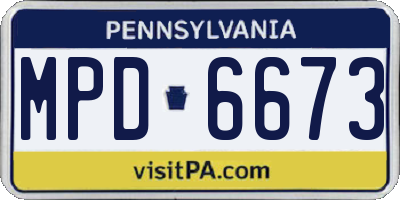 PA license plate MPD6673