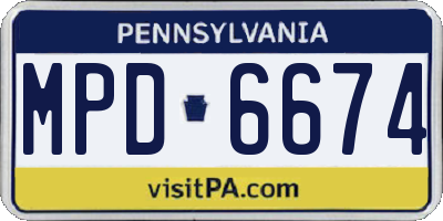 PA license plate MPD6674