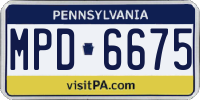 PA license plate MPD6675