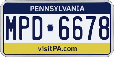 PA license plate MPD6678