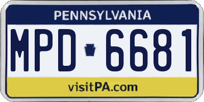 PA license plate MPD6681