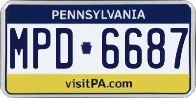 PA license plate MPD6687