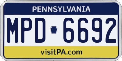 PA license plate MPD6692