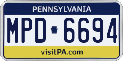 PA license plate MPD6694