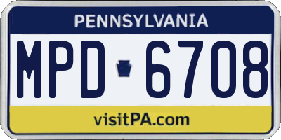 PA license plate MPD6708