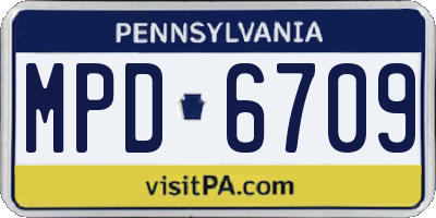 PA license plate MPD6709