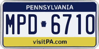PA license plate MPD6710