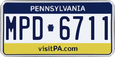 PA license plate MPD6711