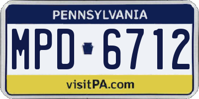 PA license plate MPD6712