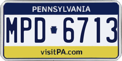 PA license plate MPD6713