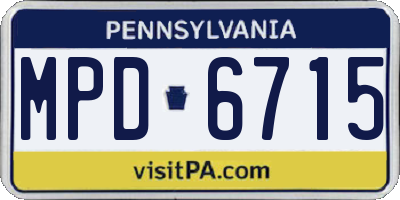 PA license plate MPD6715