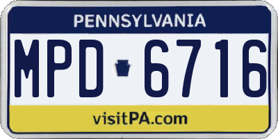 PA license plate MPD6716