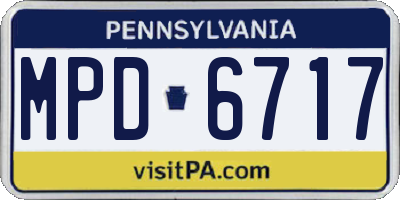 PA license plate MPD6717