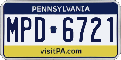 PA license plate MPD6721