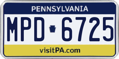 PA license plate MPD6725