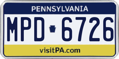 PA license plate MPD6726