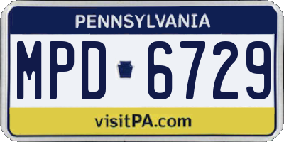 PA license plate MPD6729